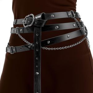 Retro Skinny Belt Long Metal Chain Exotic Cross Waist Costume Accessory🫱